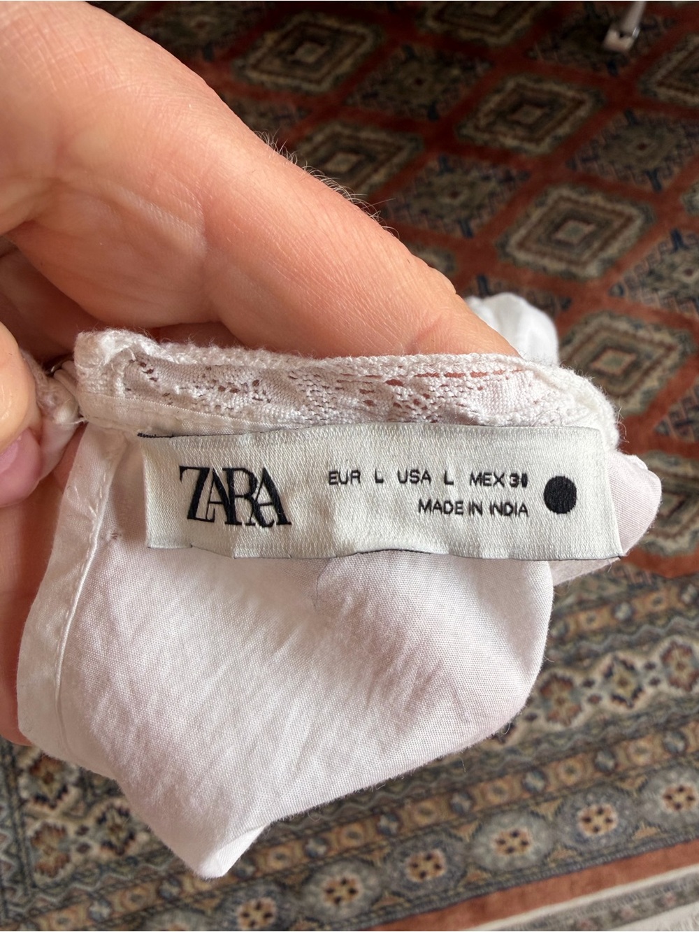 Zara White Lace-Trim Blouse - Picture 3 of 8